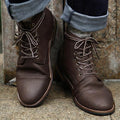 Sarah Express Classic Lace Up Round Toe Boots Coffee