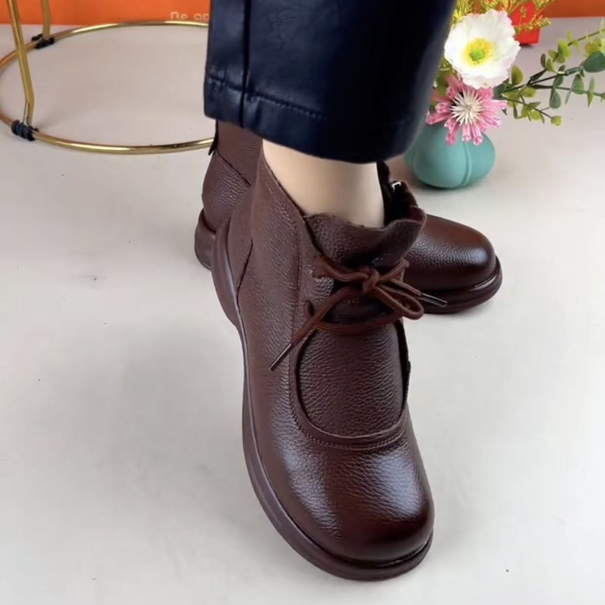 Sarah Express British-Style Flat Ankle Boots
