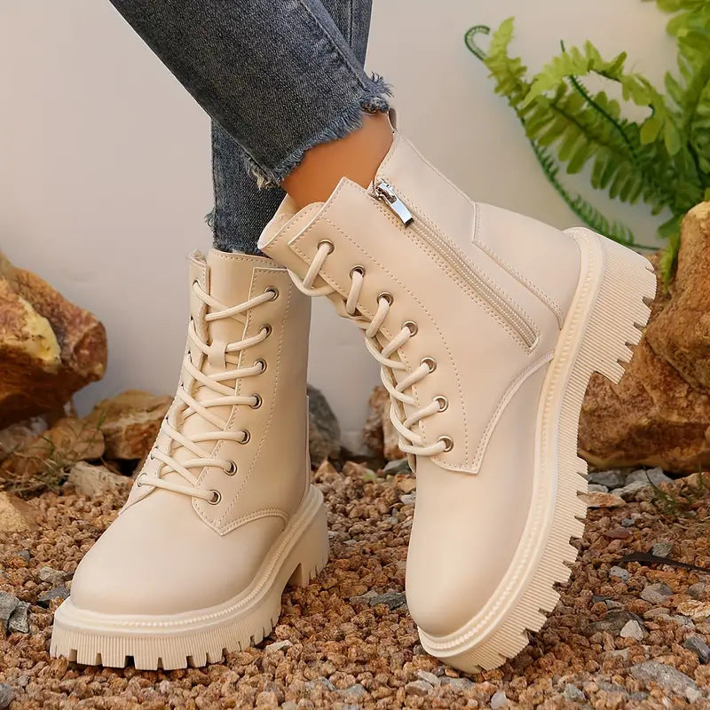 Sarah Express Women's Chunky Heel Motorcycle Ankle Boots