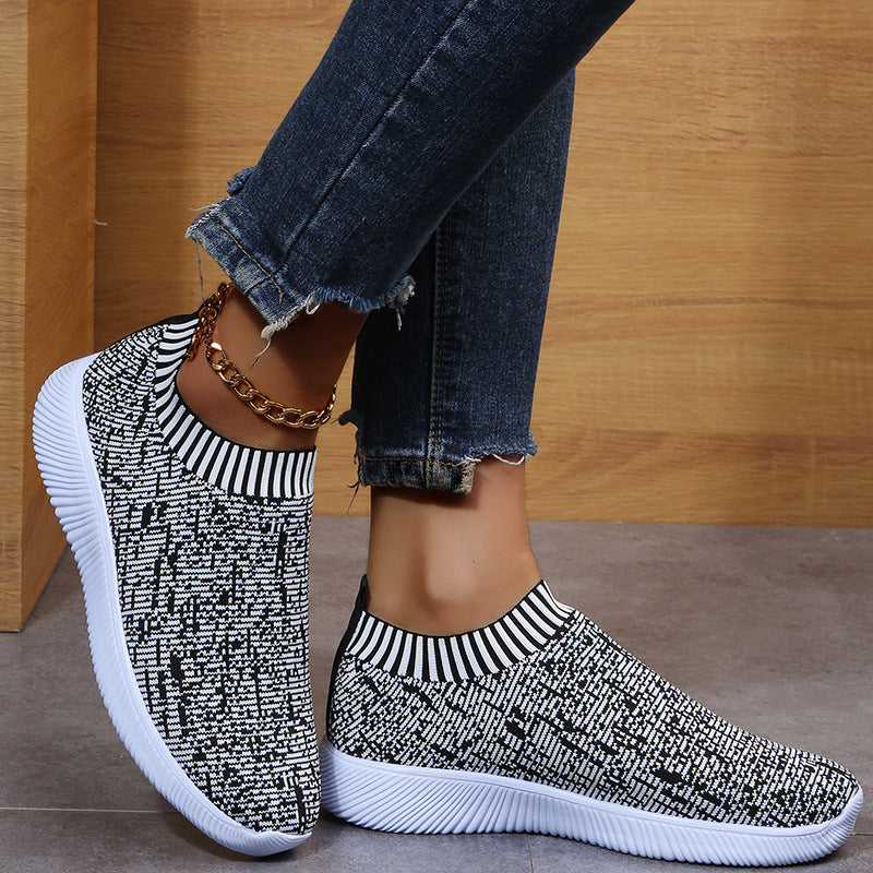 Sarah Express Unisex Stripe Knit Sock Sneakers