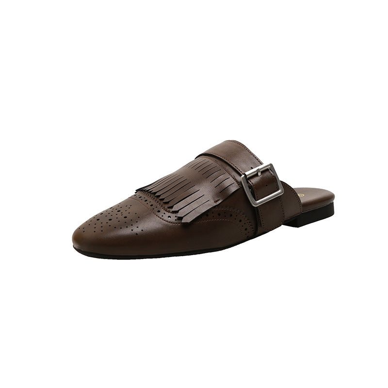Sarah Express Fringed Tassel Closed-Toe Mule Sandals