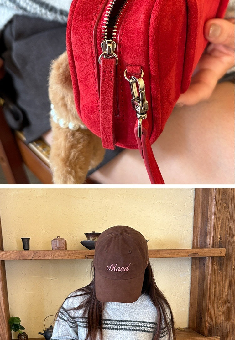 Sarah Express Suede Sheepskin Mini Square Handbag