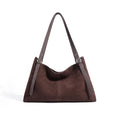 Sarah Express Premium Suede Effect Horizontal Tote Bag Brown