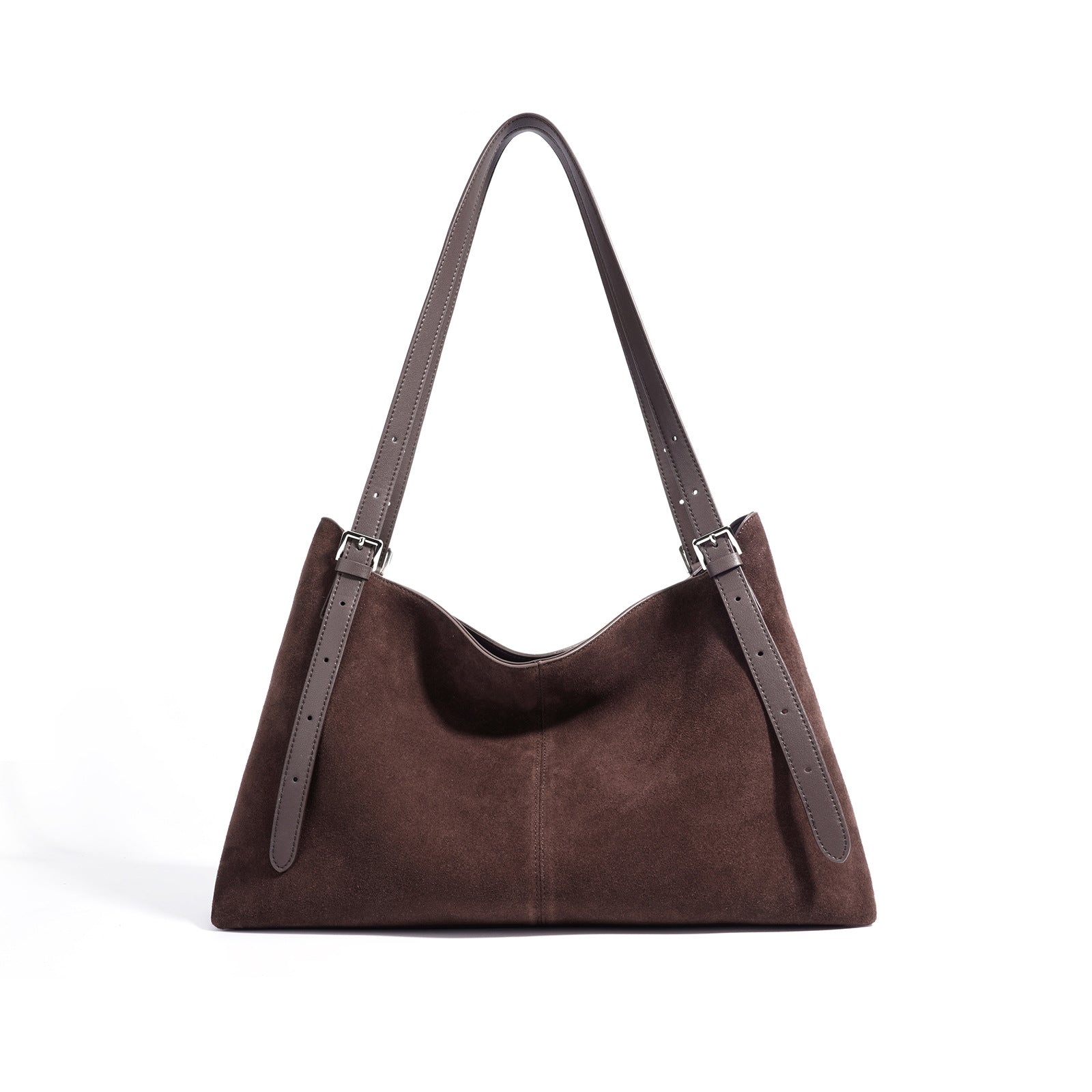 Sarah Express Premium Suede Effect Horizontal Tote Bag Brown