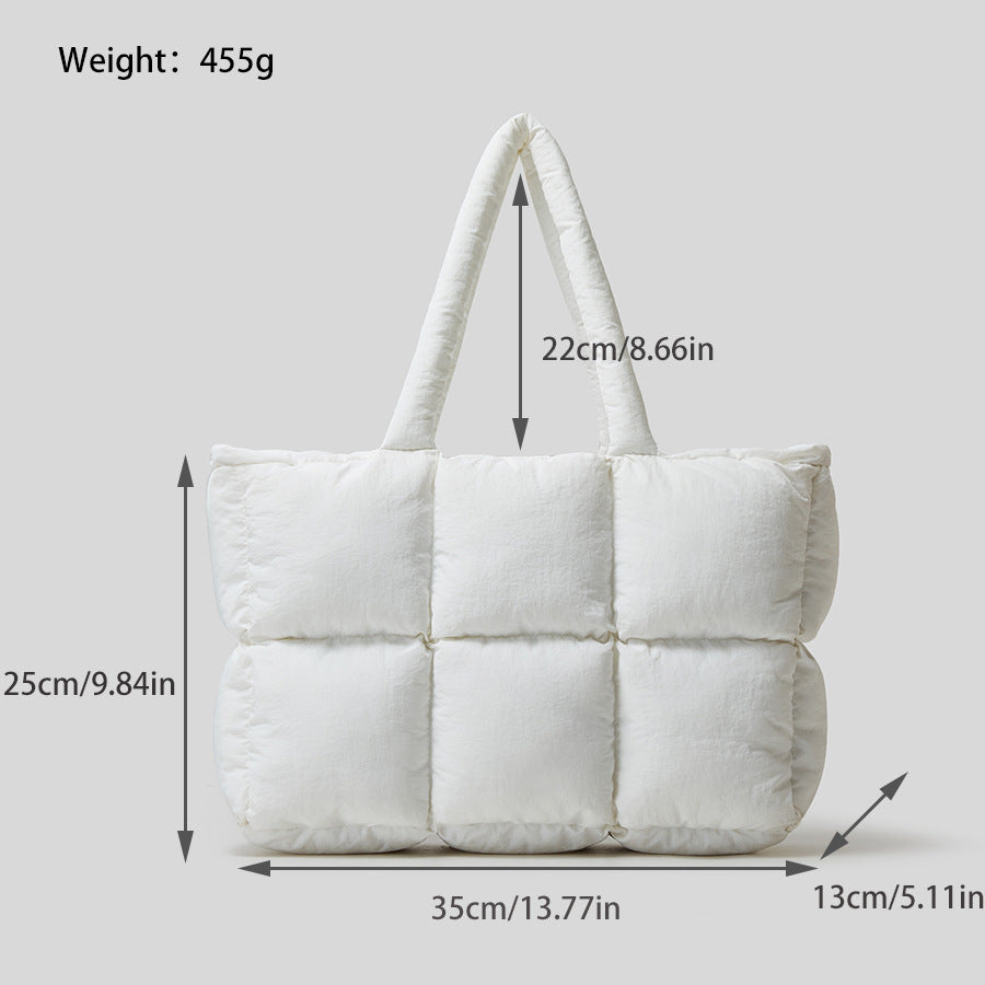Sarah Express Plush Rhombus Quilted Soft Tote Bag