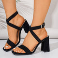 Sarah Express Square Toe Cross-Strap High Heel Sandals Black
