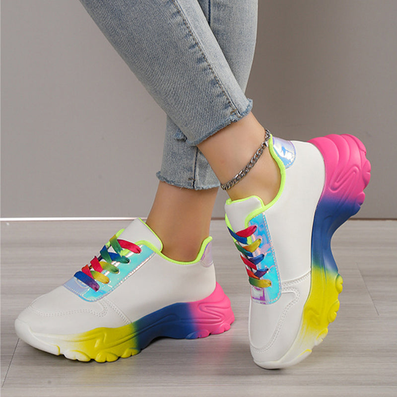 Sarah Express Rainbow Gradient Lace-Up Women's Sneakers