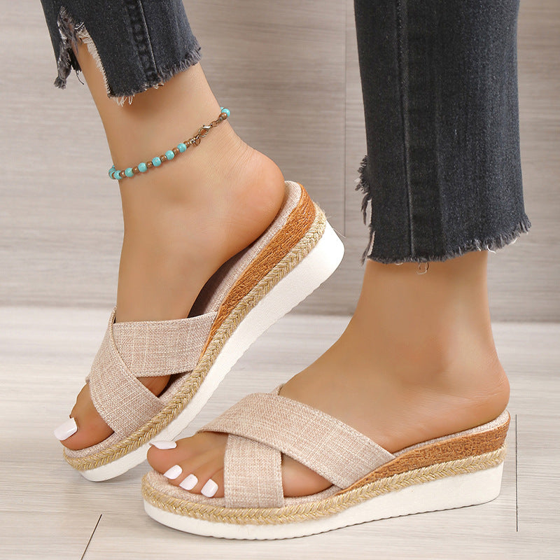 Sarah Express Women's Hemp Platform Wedge Sandals