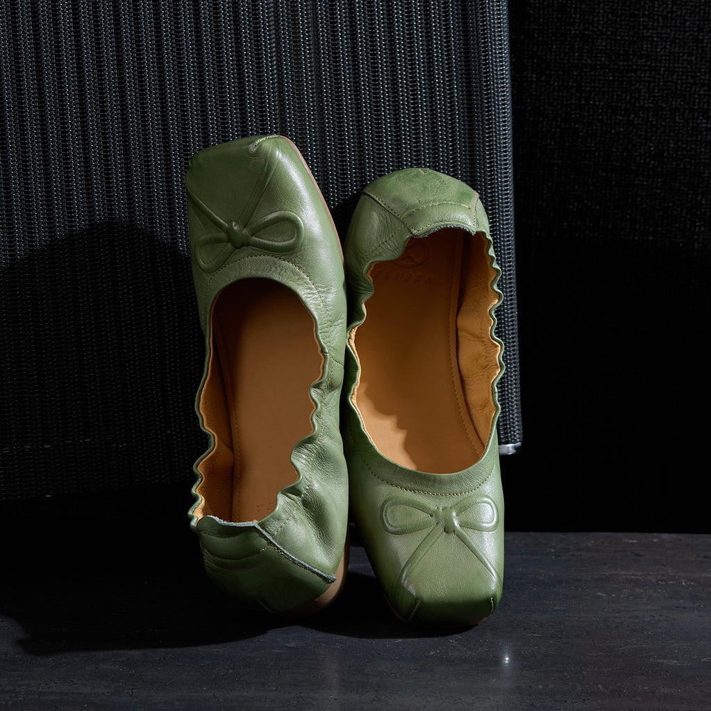 Sarah Express Full Grain Leather Square Toe Flats