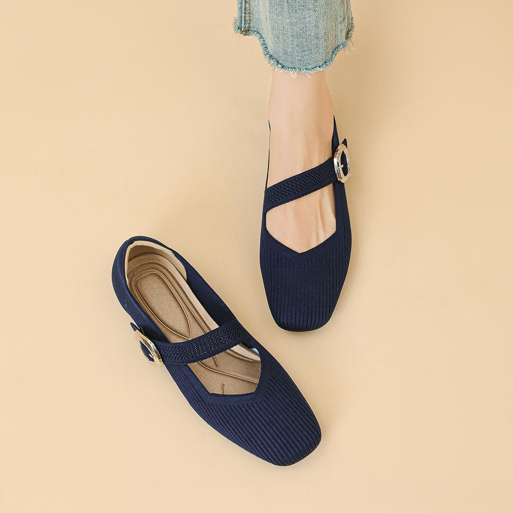 Sarah Express Women's Mary Jane Knit Flat Shoes