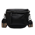 Sarah Express Soft PU Leather Saddle Crossbody Bag Black 19.5x8.5x16.5