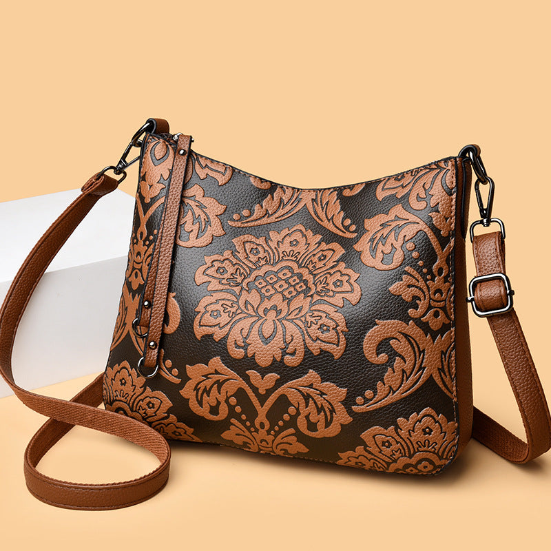 Sarah Express Embossed PU Leather Crossbody Messenger Bag