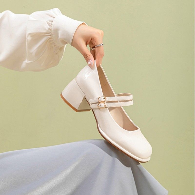 Sarah Express French-Style Chunky Heel Mary Jane Shoes