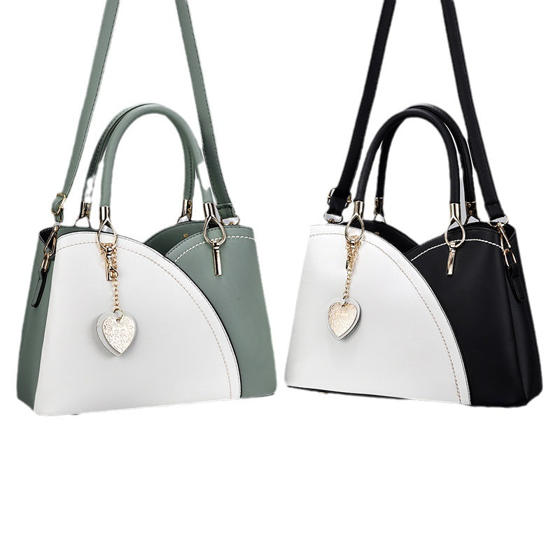 Sarah Express Two-Tone Structured Heart Charm Crossbody Bag