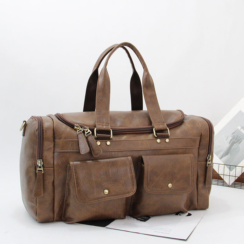 Sarah Express Vintage Large Capacity Duffel Gym Bag Brown