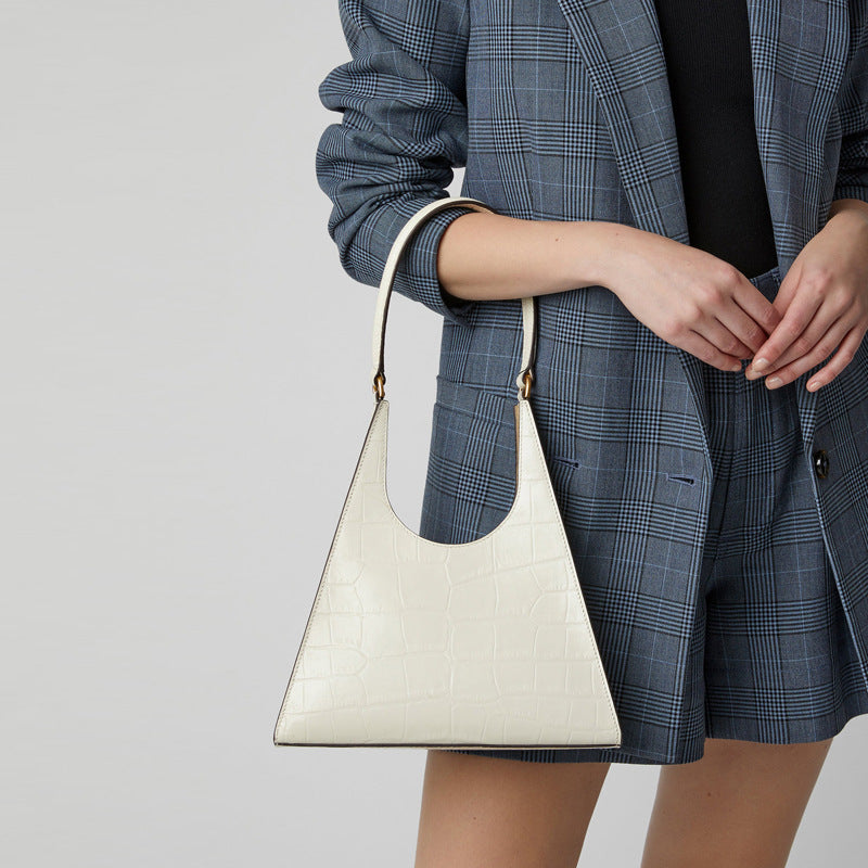 Sarah Express Crocodile Pattern Triangle Shoulder Bag White