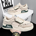 Sarah Express Men's Thick-Soled Canvas Casual Sneakers Beige Green