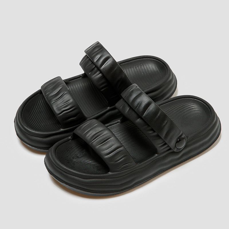 Sarah Express Retro Hollow-Out EVA Slip-On Sandals Black