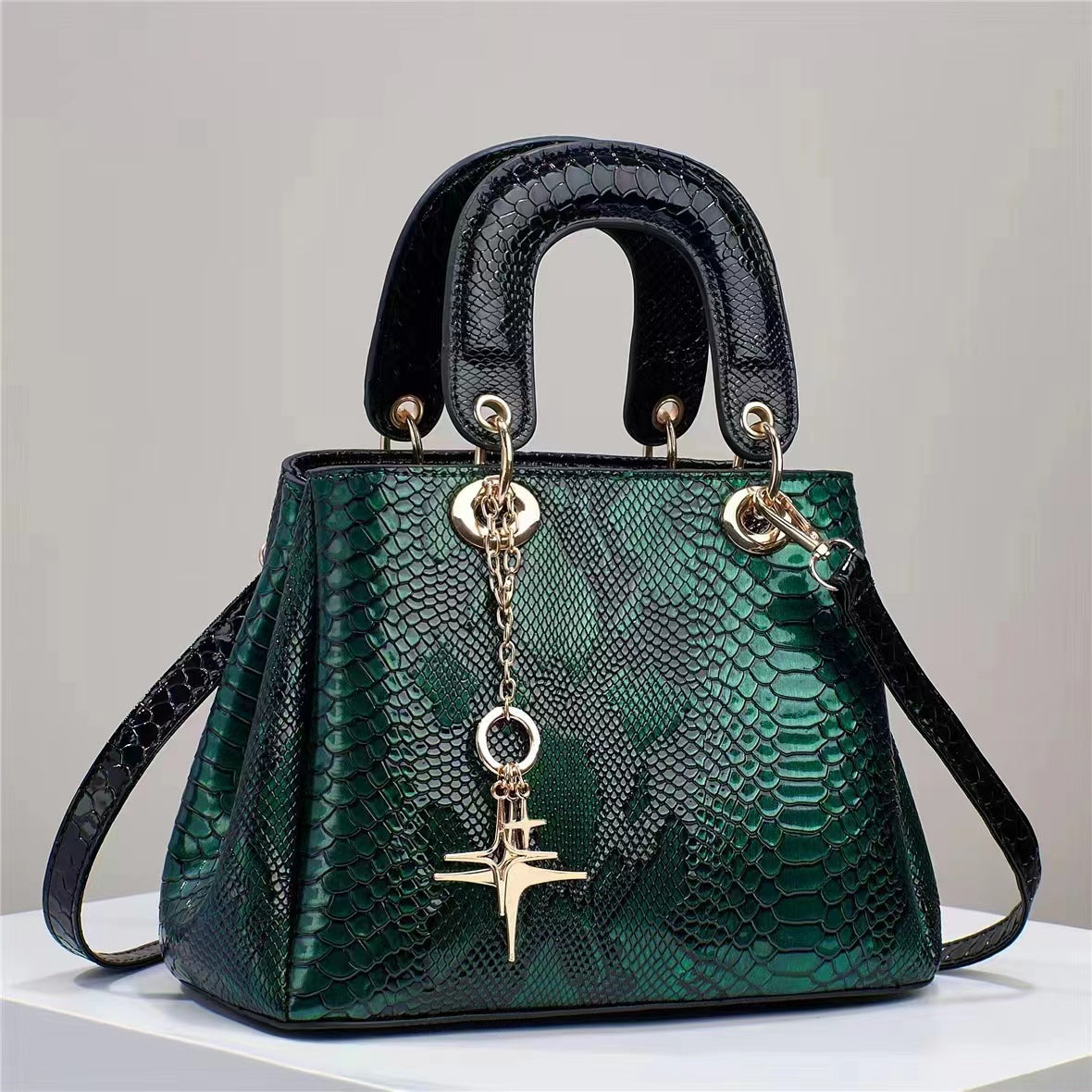Sarah Express Crocodile Pattern Structured Messenger Bag