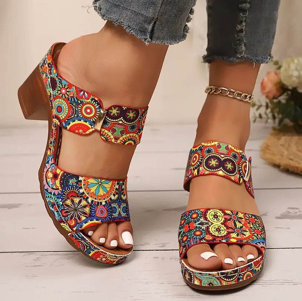 Graffiti Platform High-Heel Slide Sandals – sole profile alternate view