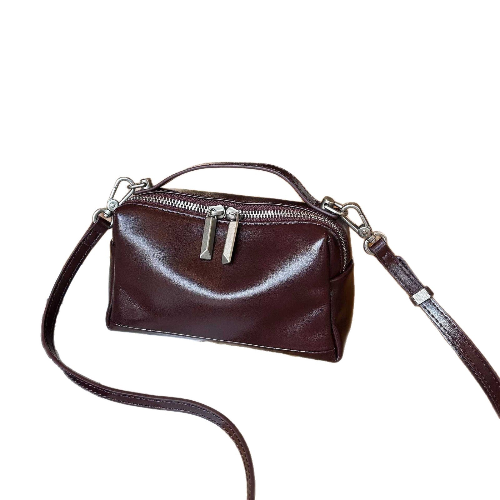Sarah Express Top-grain Leather Small Square Crossbody Bag
