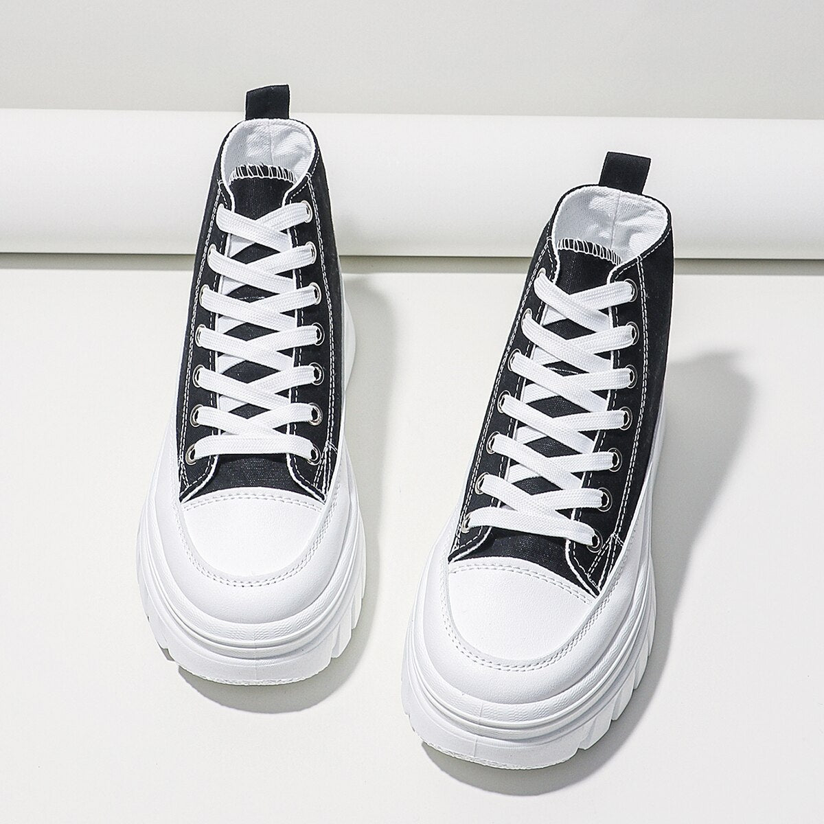 Sarah Express High Top Flatform Lace Up Sneakers