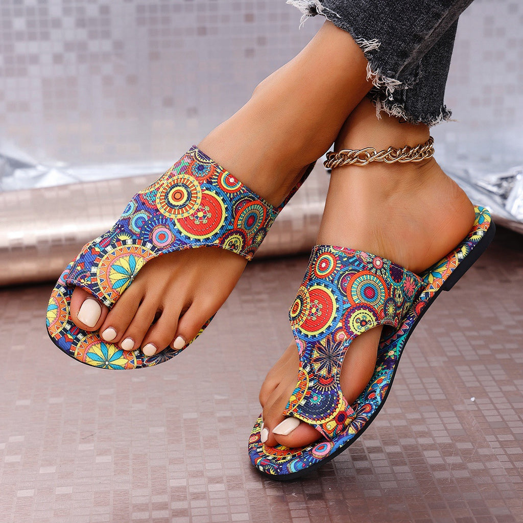 Sarah Express Floral Ethnic Print Lightweight Flat Sandals