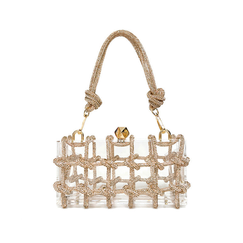 Sarah Express Shiny Rhinestone Banquet Small Square Bag
