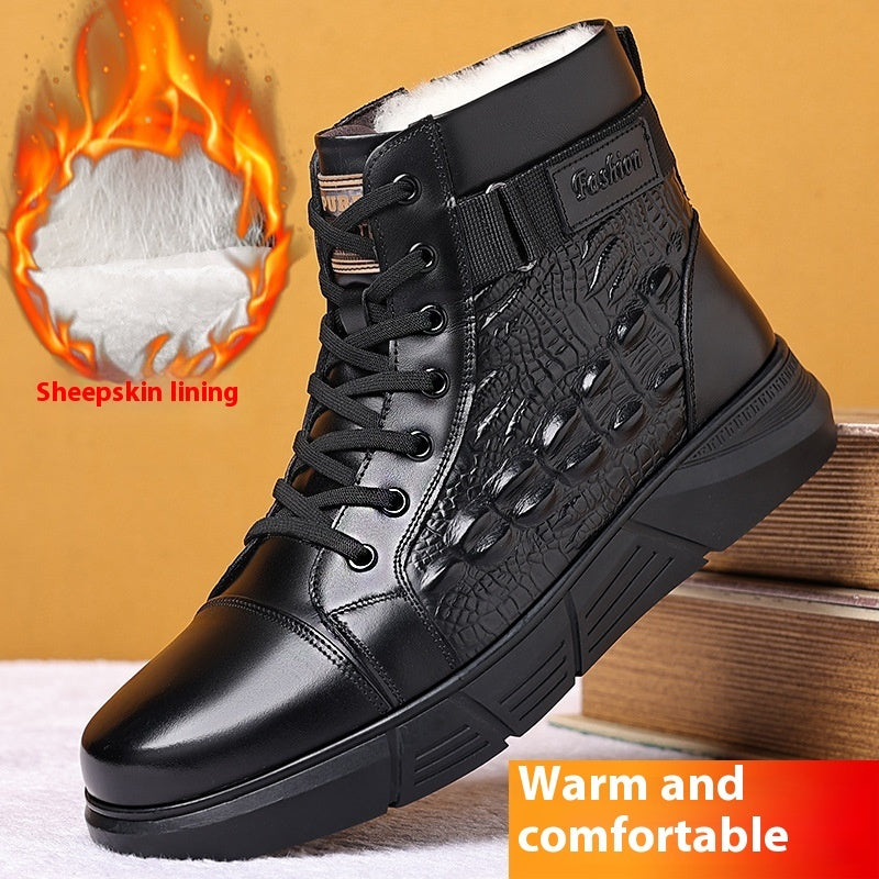 Sarah Express Fur Lined Lace Up Winter Boots Black Plus Velvet Style