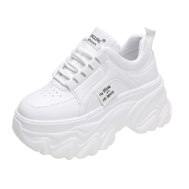 Sarah Express Women's Mesh Platform Dad Sneakers White
