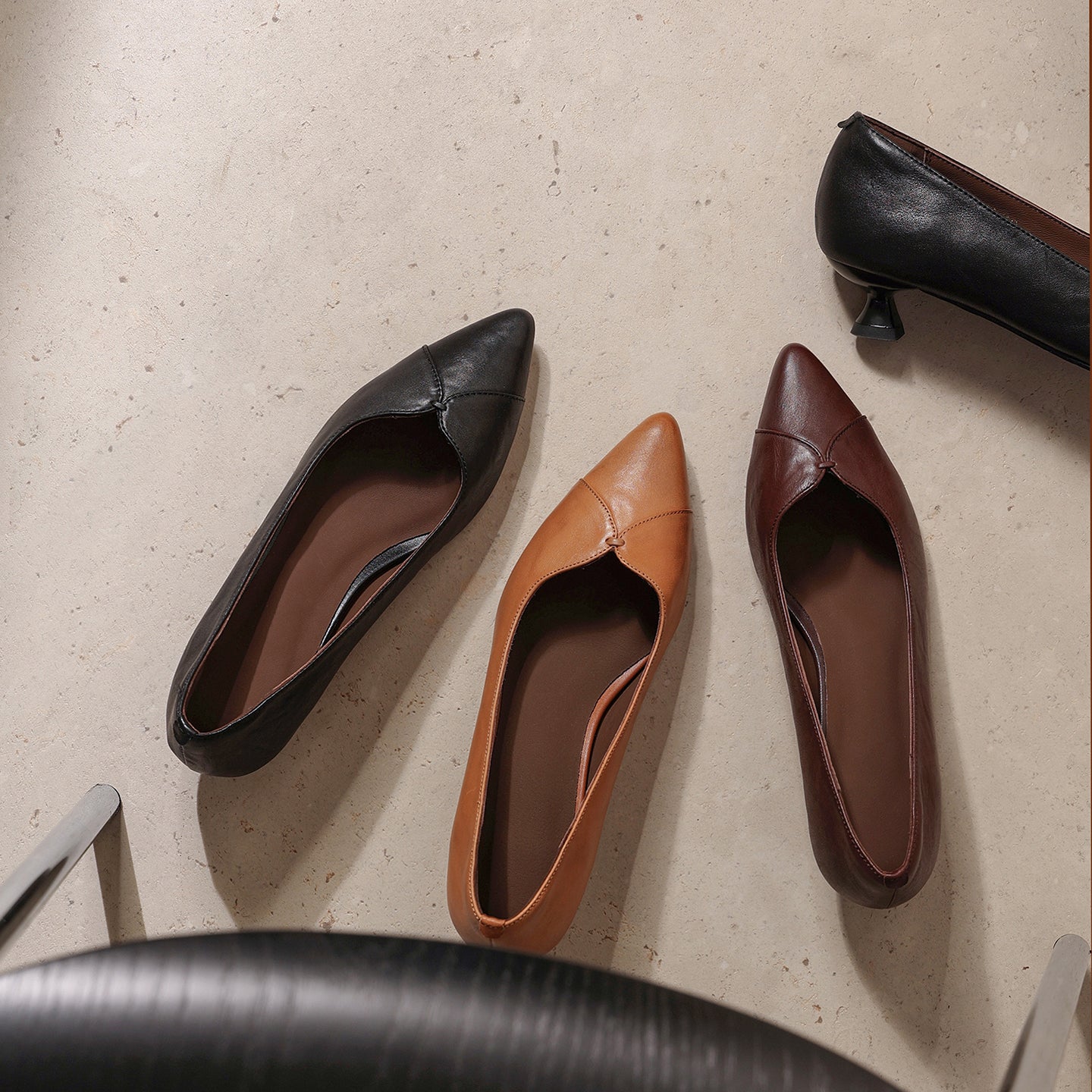 Sarah Express Washed Cowhide Kitten Heel Pumps