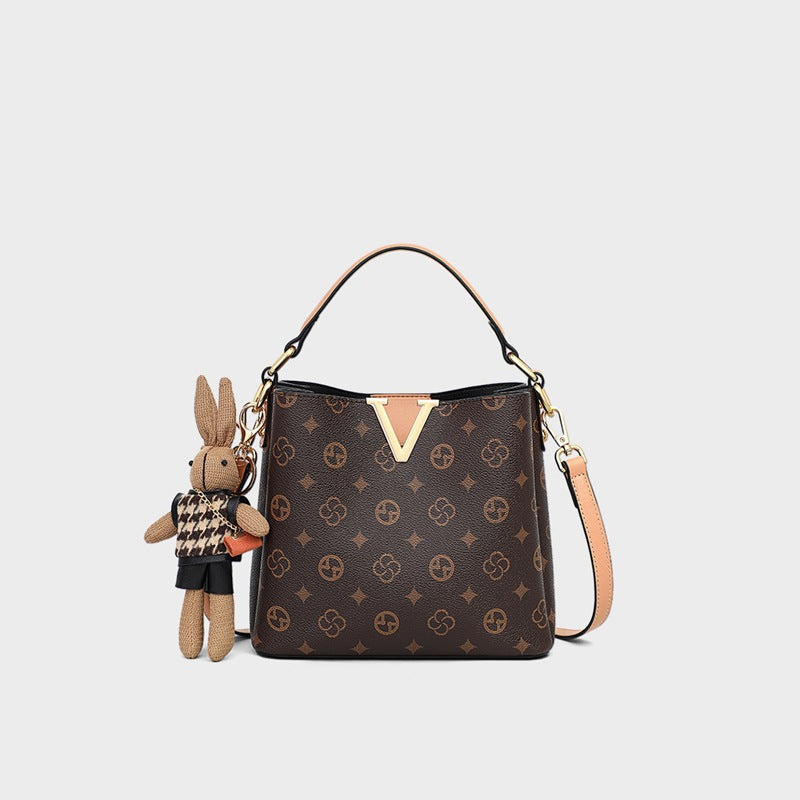 Sarah Express Printed Bucket Shoulder Bag with Charm
