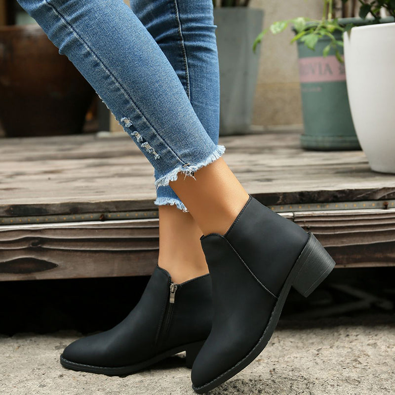 Sarah Express Pointed Toe Side Zipper Ankle Boots