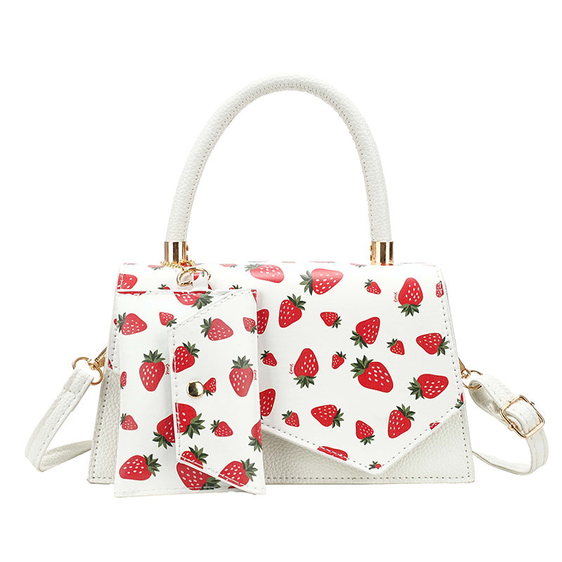 Sarah Express Strawberry Print Structured Crossbody Shoulder Bag