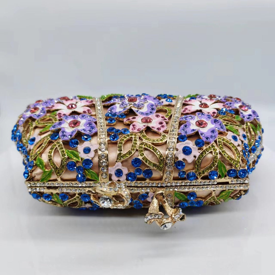 Sarah Express Floral Enamel Diamond Embellished Evening Clutch