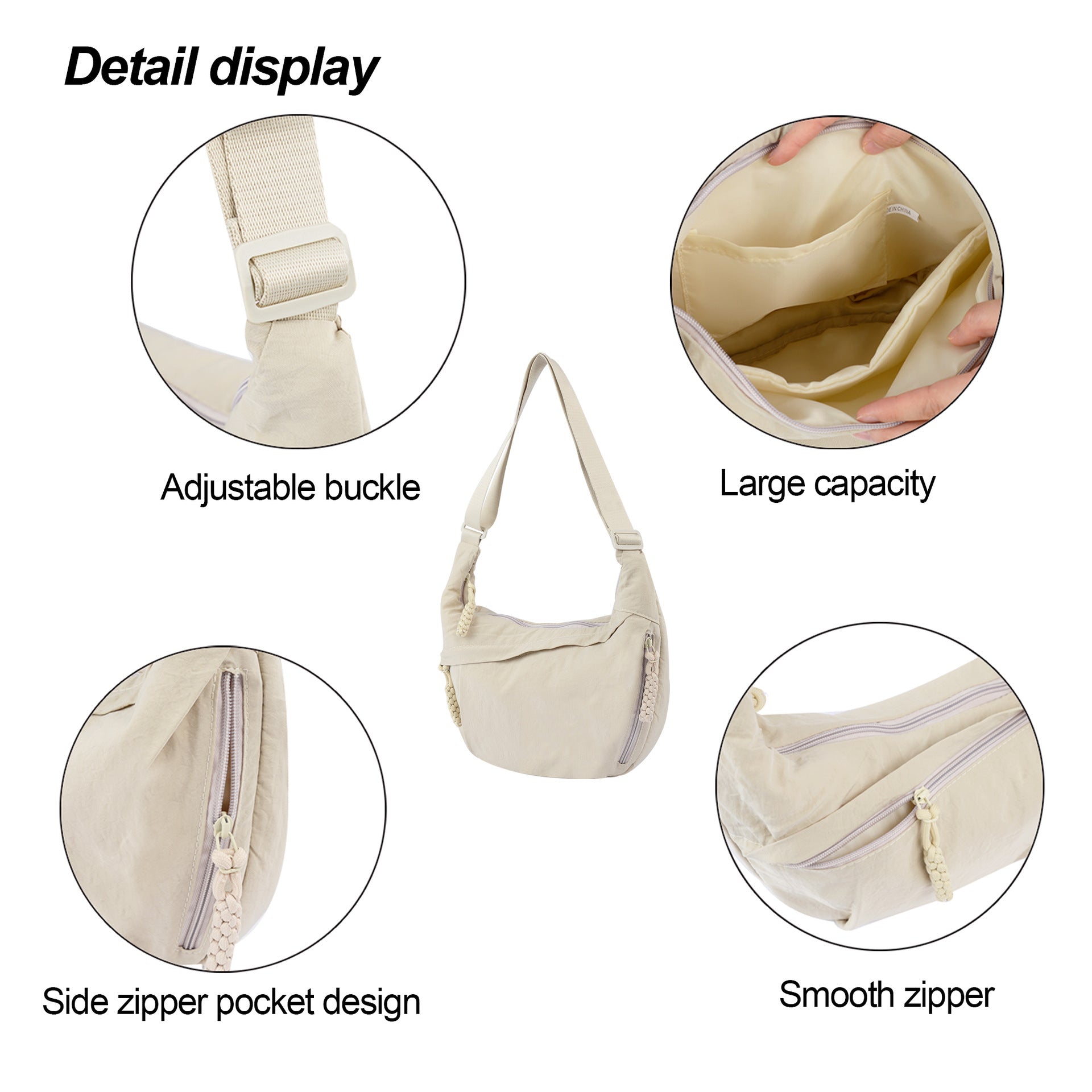 Sarah Express Lightweight Nylon Dumpling Crossbody Shoulder Bag