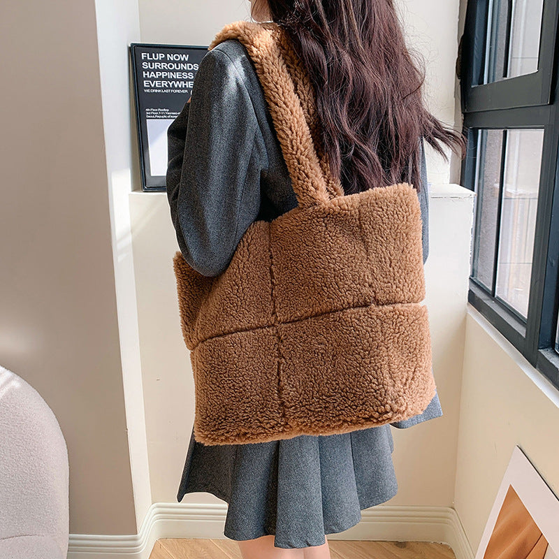 Sarah Express Plush Tote Bag Winter Shoulder Handbag