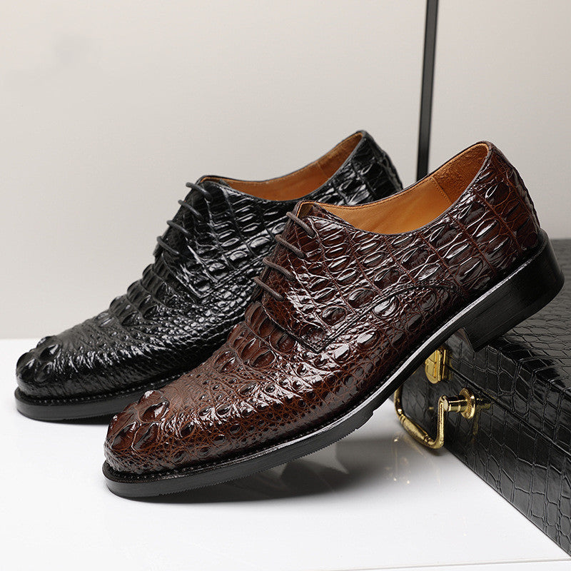 Sarah Express Men's Crocodile Pattern Leather Dress Shoes