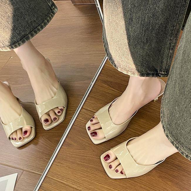Sarah Express Women's Square Toe Low Heel Slippers
