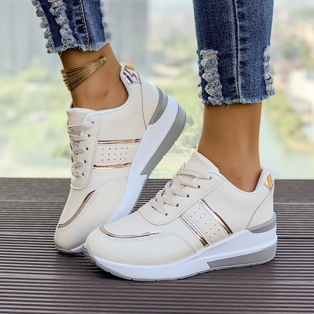 Sarah Express Women's Color-Block Chunky Platform Sneakers