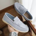 Sarah Express Men's Matte Suede Slip-On Loafers Sky Blue
