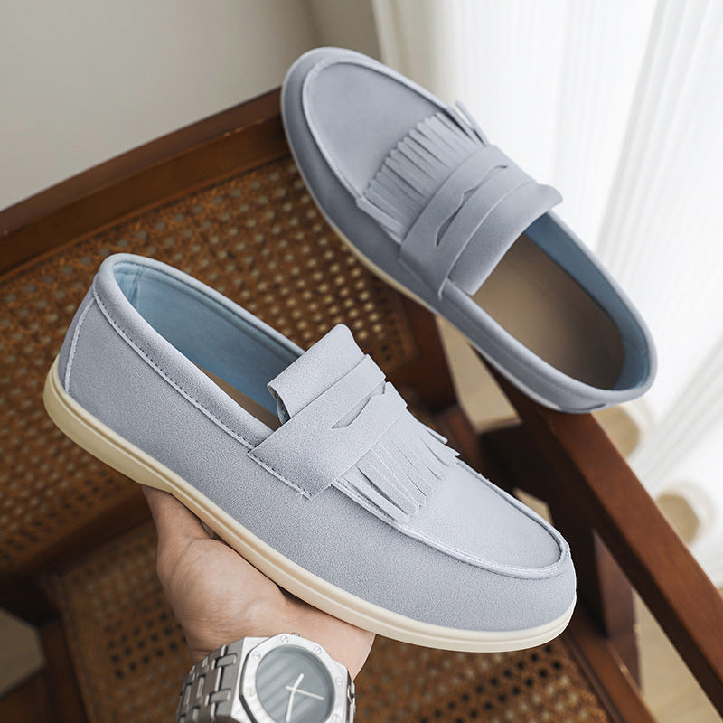 Sarah Express Men's Matte Suede Slip-On Loafers Sky Blue