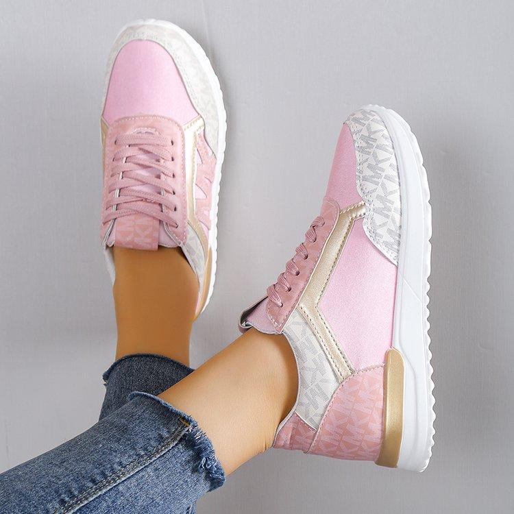 Sarah Express Casual Patterned Lace Up Sneakers