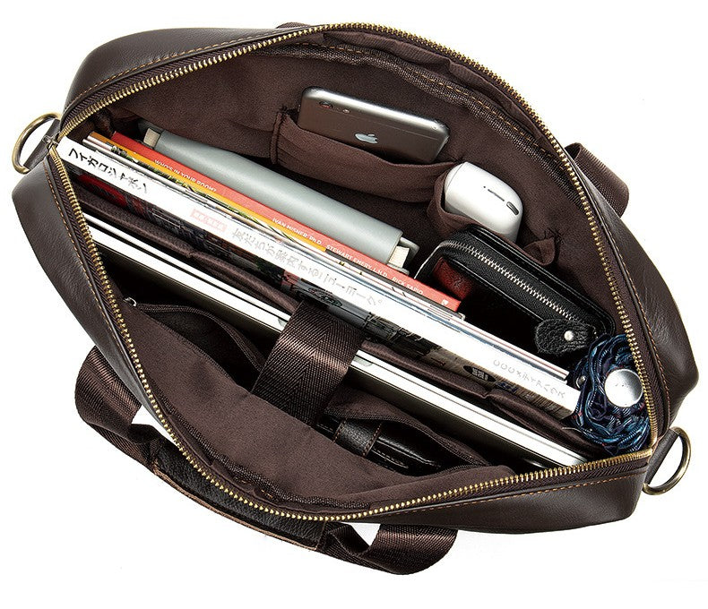 Sarah Express Professional Cowhide Leather Laptop Briefcase