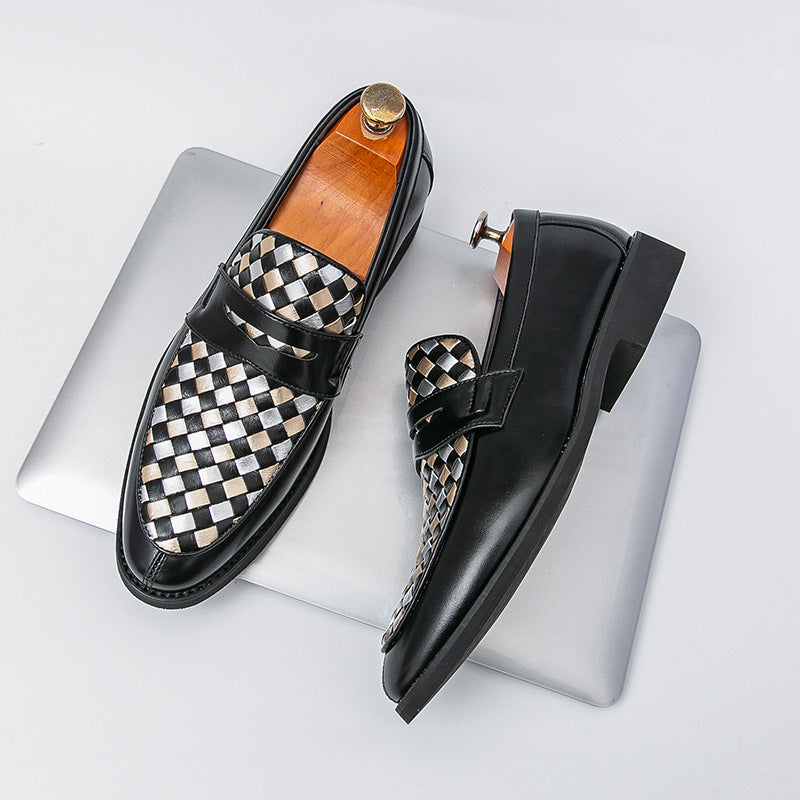 Sarah Express Men's Pointed-Toe Patchwork Dress Shoes