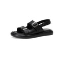 Sarah Express Handmade Sheepskin Double Buckle Platform Sandals Black