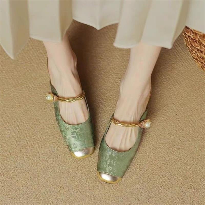 Sarah Express Closed Toe Half Slippers with Pearl Detail