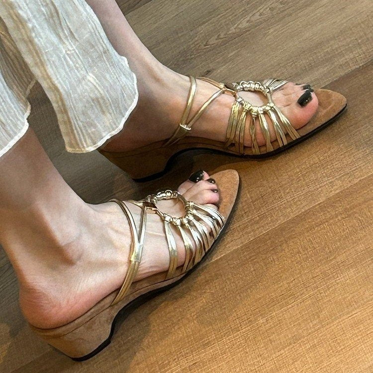 Sarah Express Two-Way Wedge Slide Sandals