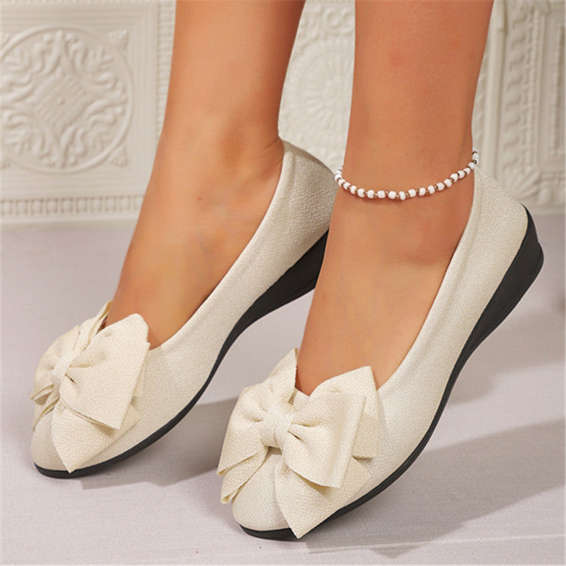 Sarah Express Women's Bowknot Slip-On Round Toe Flats