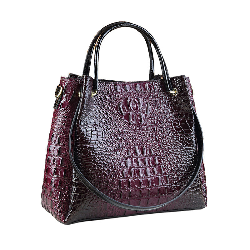 Sarah Express Crocodile-Print Textured PU Leather Shoulder Bag